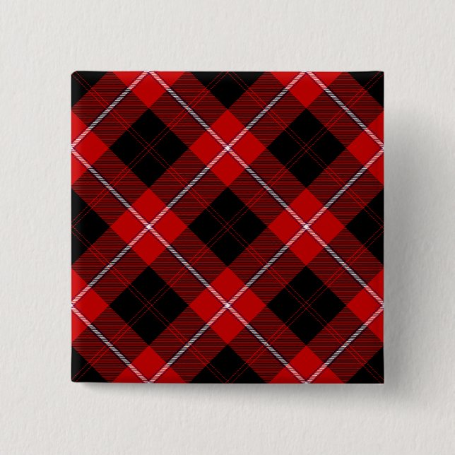 Cunningham Tartan Red Black Plaid Pinback Button (Front)