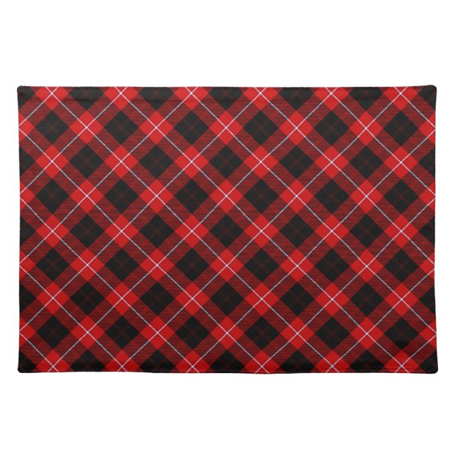 Cunningham Tartan Red Black Plaid Placemat (Front)