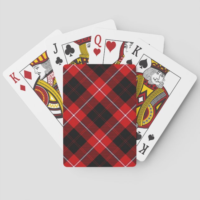 Cunningham Tartan Red Black Plaid Poker Cards (Back)