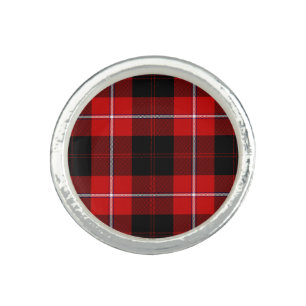 Cunningham Tartan Red Black Plaid Ring