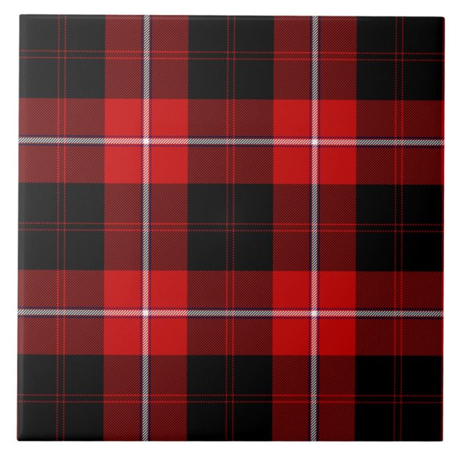 Cunningham Tartan Red Black Plaid Tile (Front)