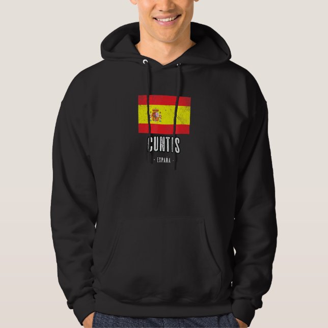 Cuntis Spain Es Flag City Bandera Ropa Hoodie (Front)