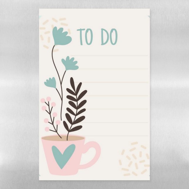 Cup and Hearts Magnetic Dry Erase Sheet (Vertical)