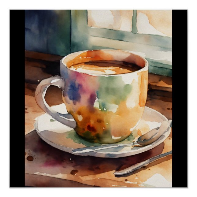  cup and plate colorfull poster (Front)