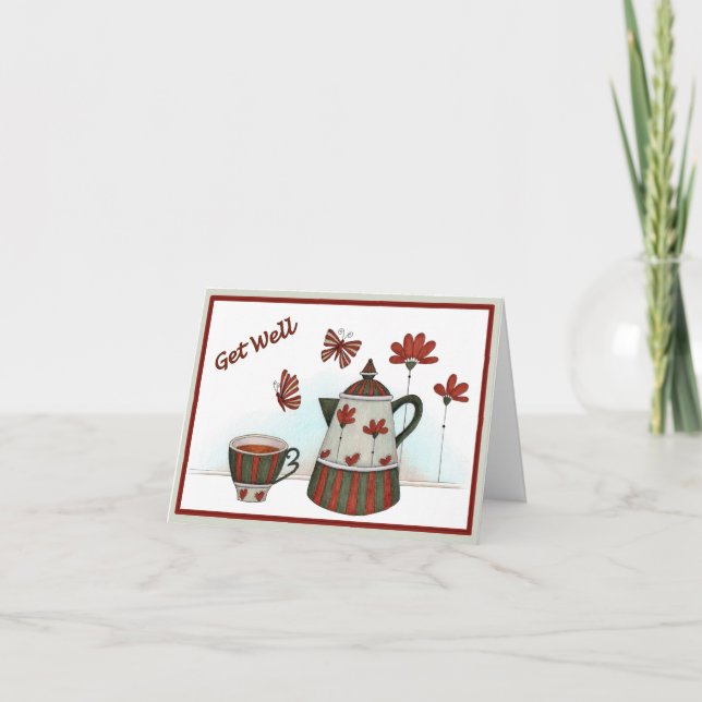 Cup and Pot - Get Well greeting card (Front)