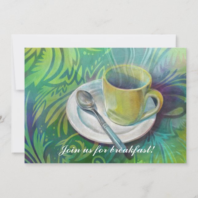 Cup and Spoon Against a Cool Analogous Background Invitation (Front)