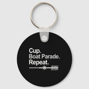 Cup Boat Parade Repeat Funny Hockey Fans Boating Keychain