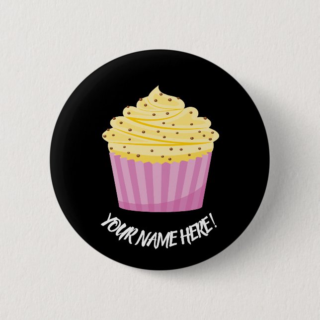 Cup Cake and Hearts Pinback Button (Front)