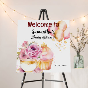 Cup Cake, Cup, Flowers, Pink Baby Shower Foam Board