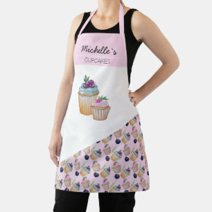 Cup Cakes And Fruits Watercolor Apron