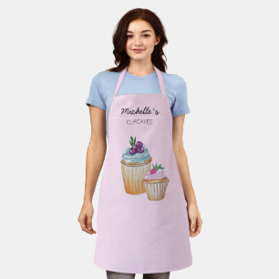 Cup Cakes And Fruits Watercolor Apron