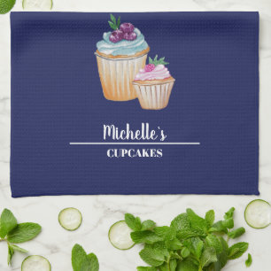 Cup Cakes And Fruits Watercolor Kitchen Towel