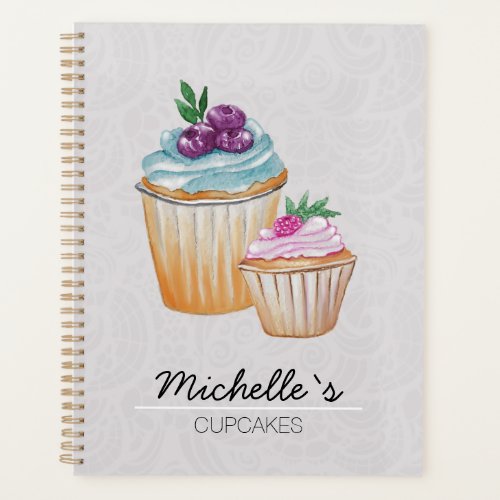 Cup Cakes And Fruits Watercolor Pattern Planner