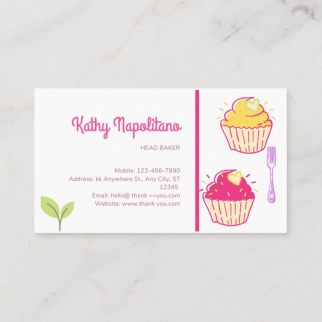 Cup Cakes Bakery Business Cards (Back)