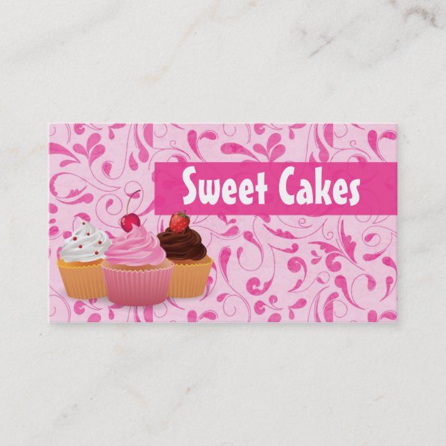 Cup Cakes Bakery Sweet Treats Business Card (Front)