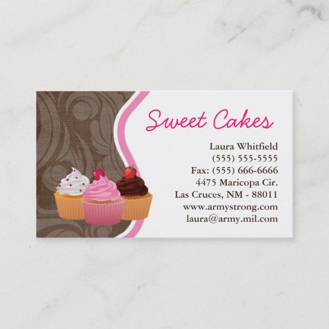Cup Cakes Bakery Sweet Treats Business Card (Front)