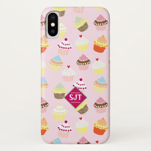 Cup Cakes Bakery Theme Design iPhone X Case
