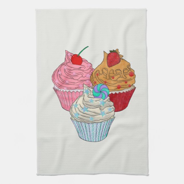 Cup Cakes Kitchen Towel (Vertical)