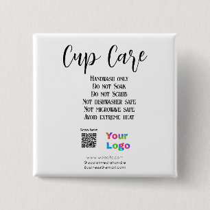 Cup care instructions add business name logo detai button