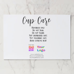 Cup care instructions add business name logo detai paper pad