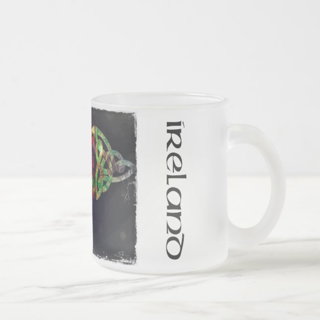 cup, Celtic node, Ireland, colorful Frosted Glass Coffee Mug (Right)