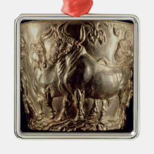 Cup, depicting a domestic bull metal ornament