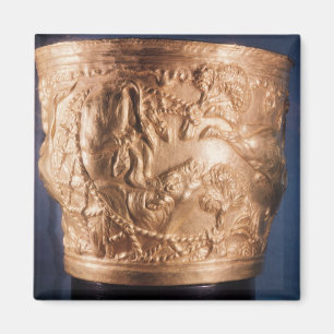 Cup, depicting the capture of a wild bull magnet
