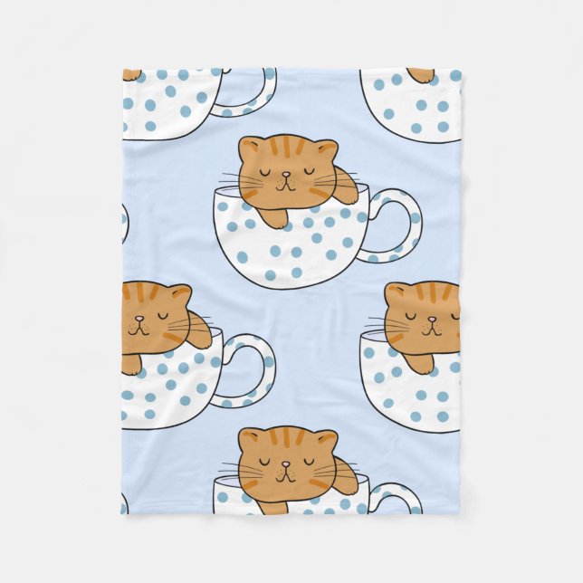 Cup of Cat-feine Kawaii Style  Fleece Blanket (Front)