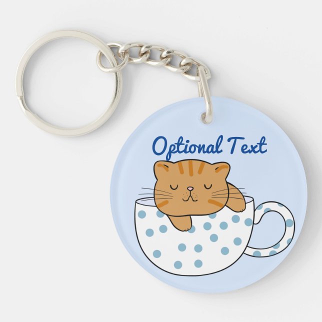 Cup of Cat-feine Kawaii Style  Keychain (Front)