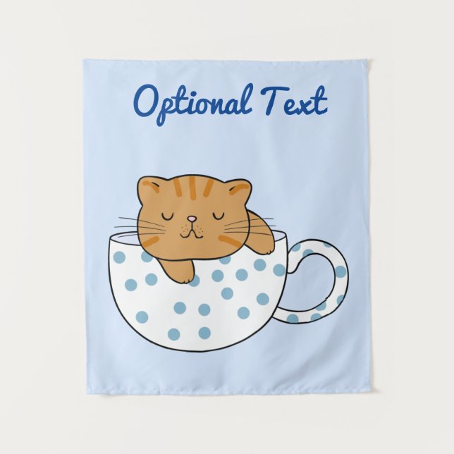 Cup of Cat-feine Kawaii Style Tapestry (Front)