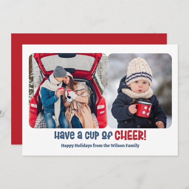Cup of Cheer Holiday Two Photo Card (Front/Back)