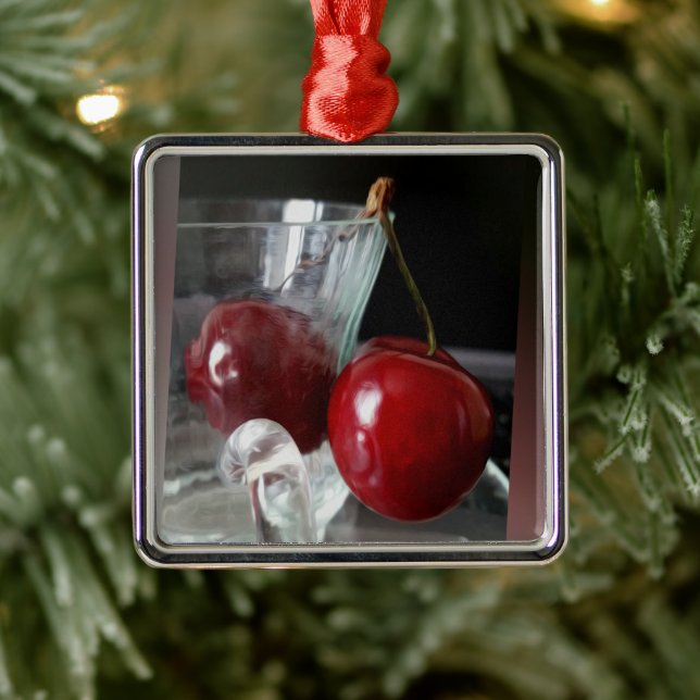 Cup of cherries metal ornament (Tree)