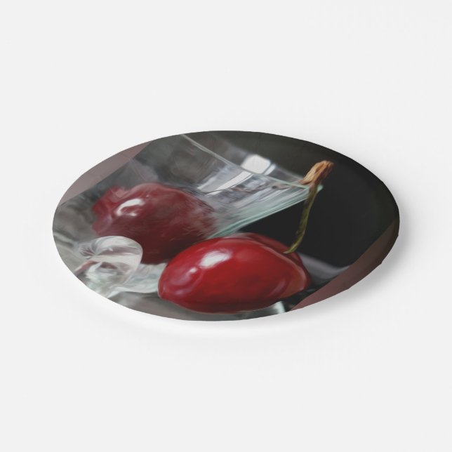 Cup of cherries paper plates (Angled)
