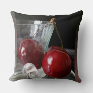 Cup of cherries throw pillow