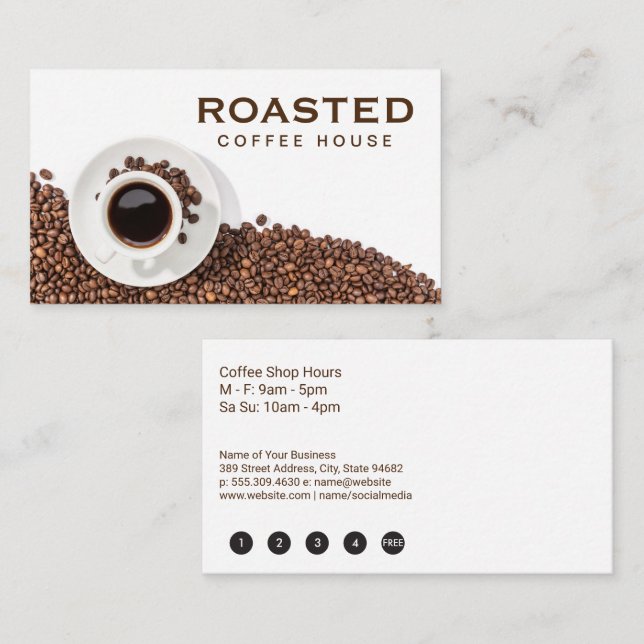 Cup of Coffee and Beans | Top View Loyalty Card (Front/Back)