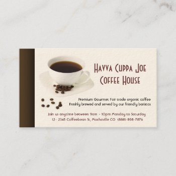 Cup Of Coffee  And Coffee Beans Heart Business Card by CountryCorner at Zazzle