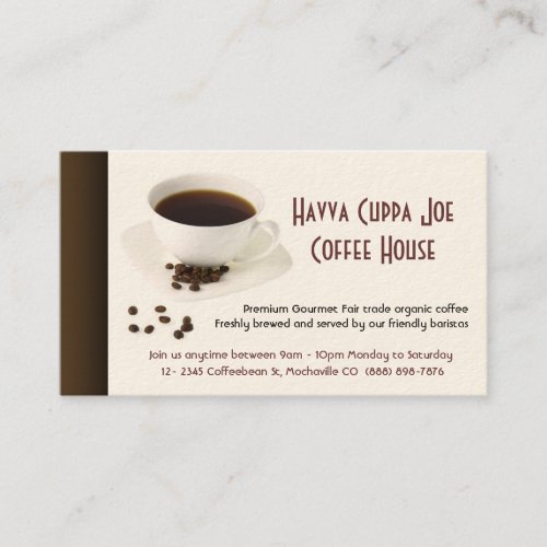 Cup of Coffee  and Coffee beans Heart Business Card Template