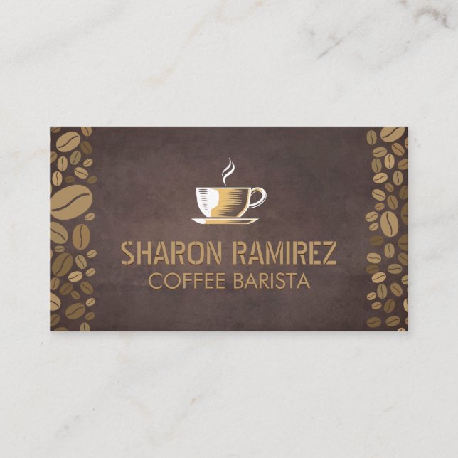 Cup of Coffee | Coffee Beans Business Card (Front)