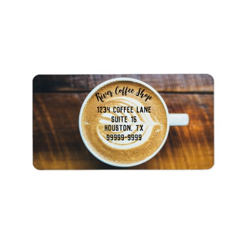 Cup of Coffee Latte Leaf_Shape Foam on Wood Name Label