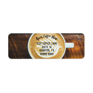 Cup of Coffee Latte Leaf-Shape Foam Return Address Label