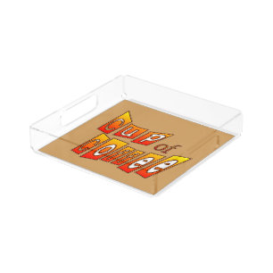 Cup of Coffee Nice Lettering Small Square Tray