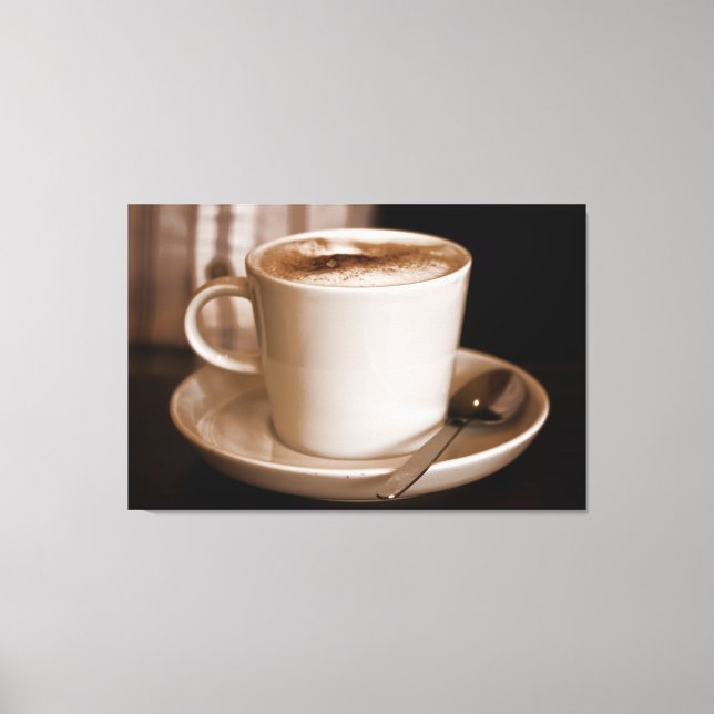 Cup of Coffee Sepia - Large Format Wrapped Canvas (Front)