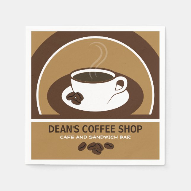 Cup of Coffee Shop Cafe Cocktail Paper Napkins (Front)