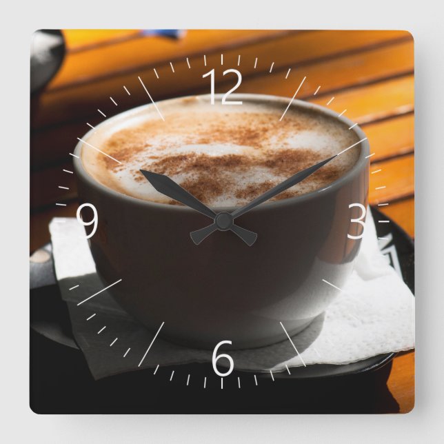 Cup of coffee square wall clock (Front)