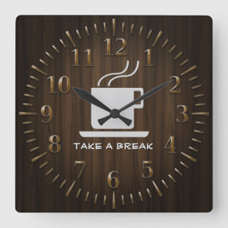 Cup of Coffee - Take a Break Square Wall Clock