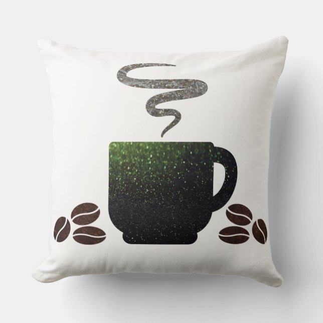 Cup of Coffee with Beans Throw Pillow (Front)