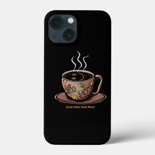 cup of coffee with smile emoji iPhone 13 mini case