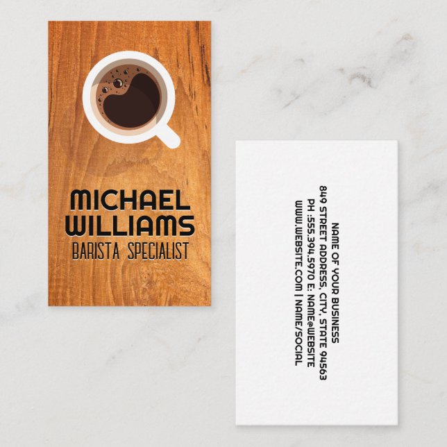 Cup of Coffee | Wood Table Business Card (Front/Back)