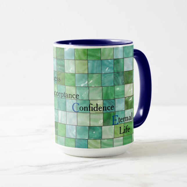 Cup of Grace Green Tiles Pattern Mug (Front Right)
