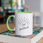 Cup of Gratitude Sunshine Modern Positivity Mug<br><div class="desc">Hey there, sunshine! Start your day with a cup of gratitude using our Zazzle Two-Toned Mug. This cute and trendy mug features a summer-inspired positivity quote that will uplift your spirits. Sip on your favorite beverage and let gratitude fill your heart. With its stylish design and vibrant colors, this mug...</div>